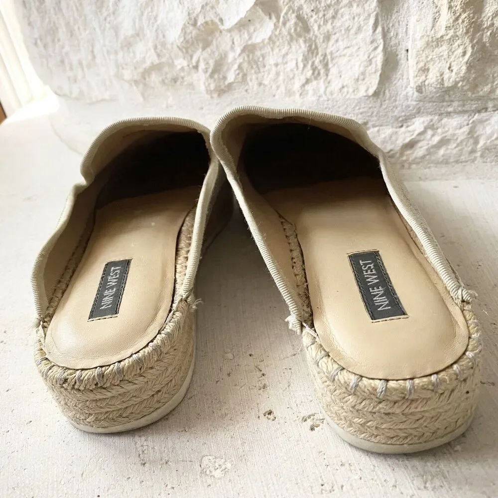 Nine West Women’s Shoes Sweetie Slip On Mule Slides Platinum 8.5 M Metallic Gold
